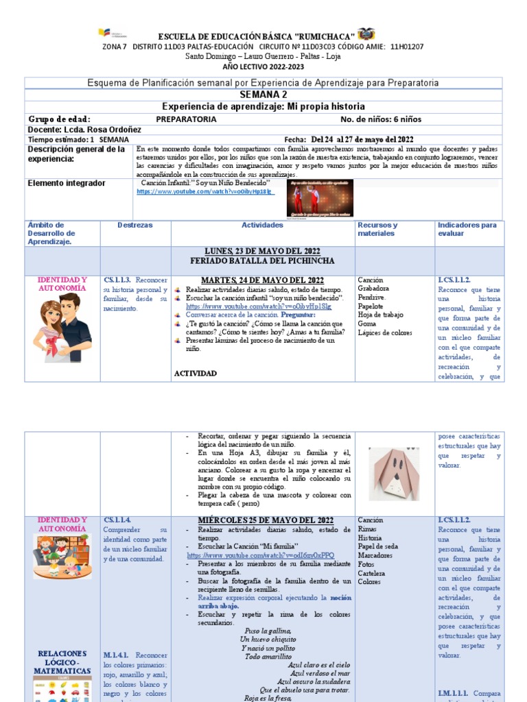Planificación Preparatoria Semana 2 | PDF