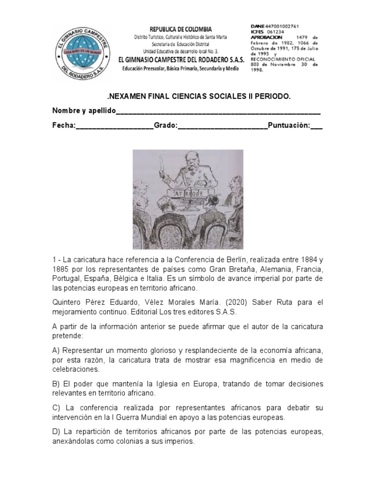 Examen Final de Ciencias Sociales II | PDF | Colonialismo | Imperialismo