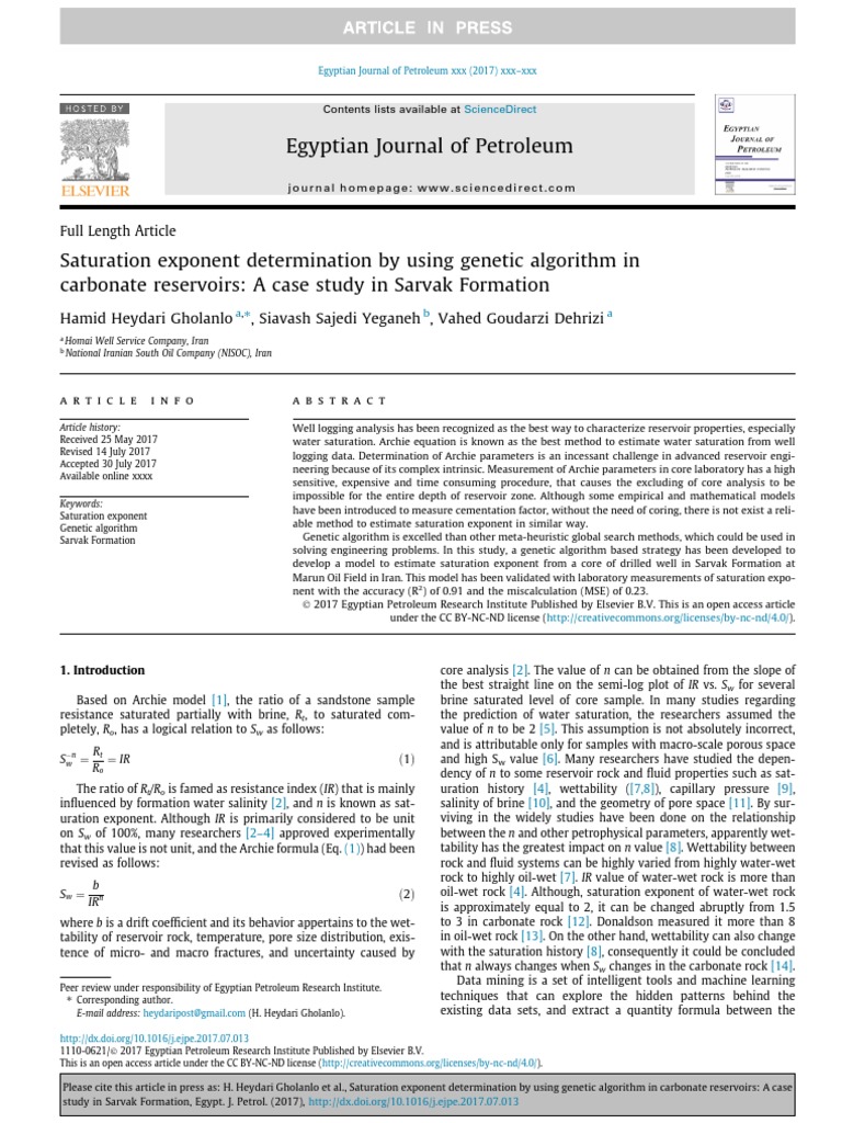 Saturation Exponent Determination by Using Genetic | PDF | Teaching ...