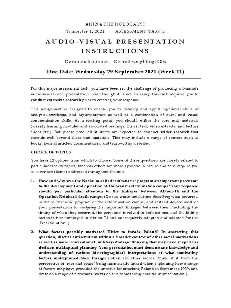 Aih264 audio visual presentation instructions 2021 pdf