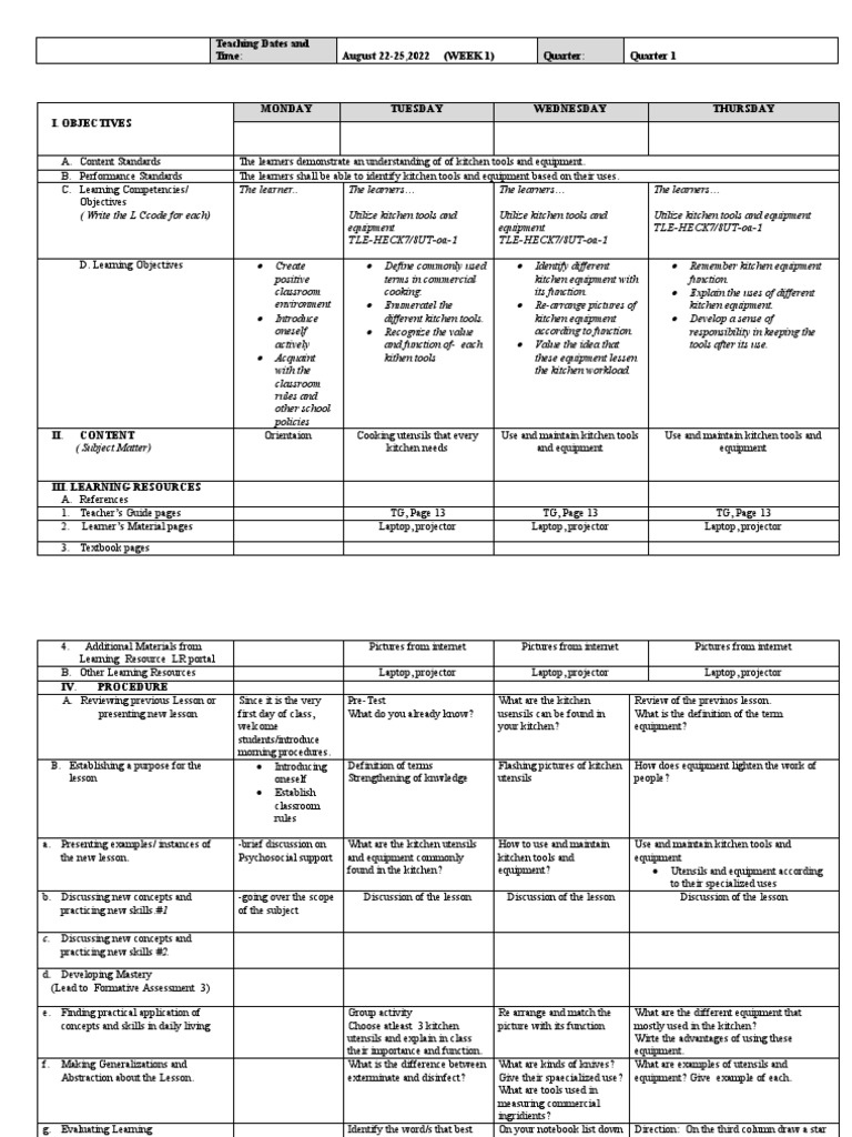 DLL in Commercial Cooking PDF Kitchen Kitchen Utensil