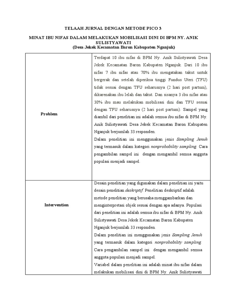 Telaah jurnal metode pico 3 pdf