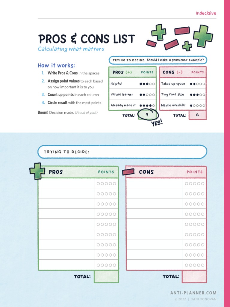 Pros and Cons Decision-Making Guide | PDF | Art