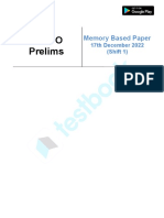 SBI PO Prelims Memory Based Paper (Held On 17th December 2022 Shift 1) (English)
