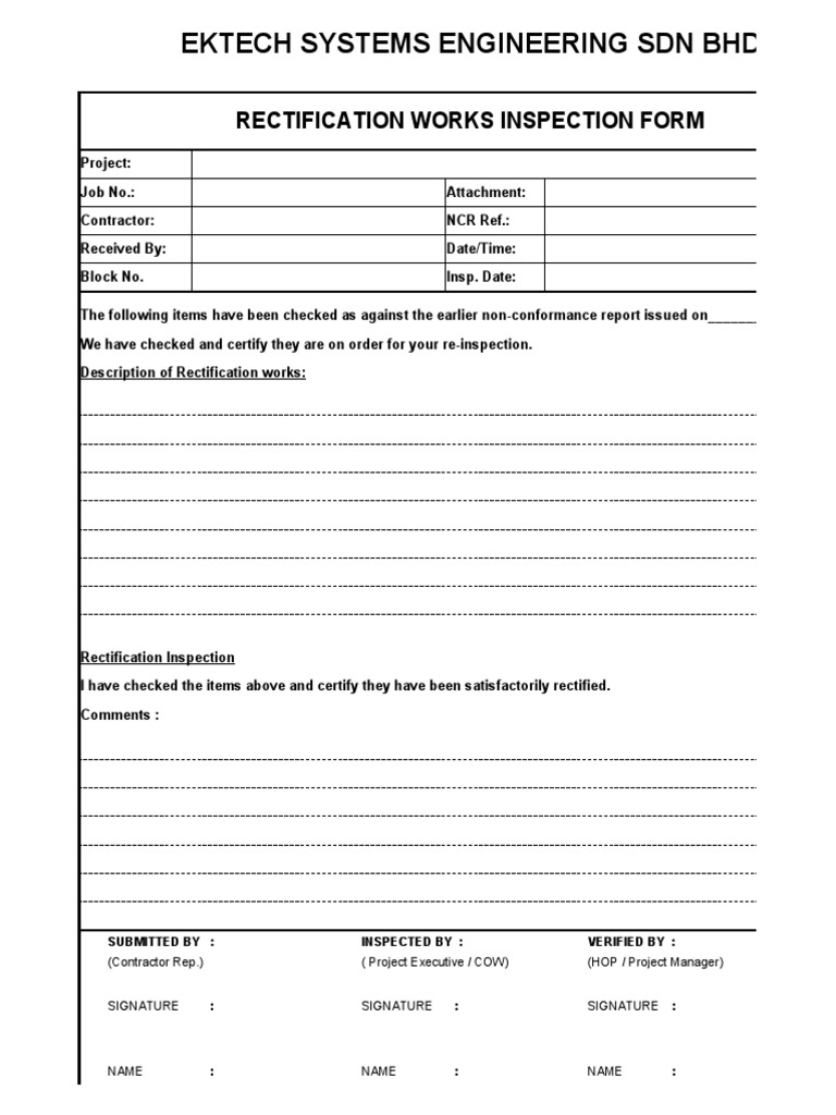 ESERectification Works Insp. Form PDF