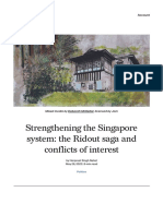 Strengthening The Singapore System - The Ridout Saga and Conflicts of Interest