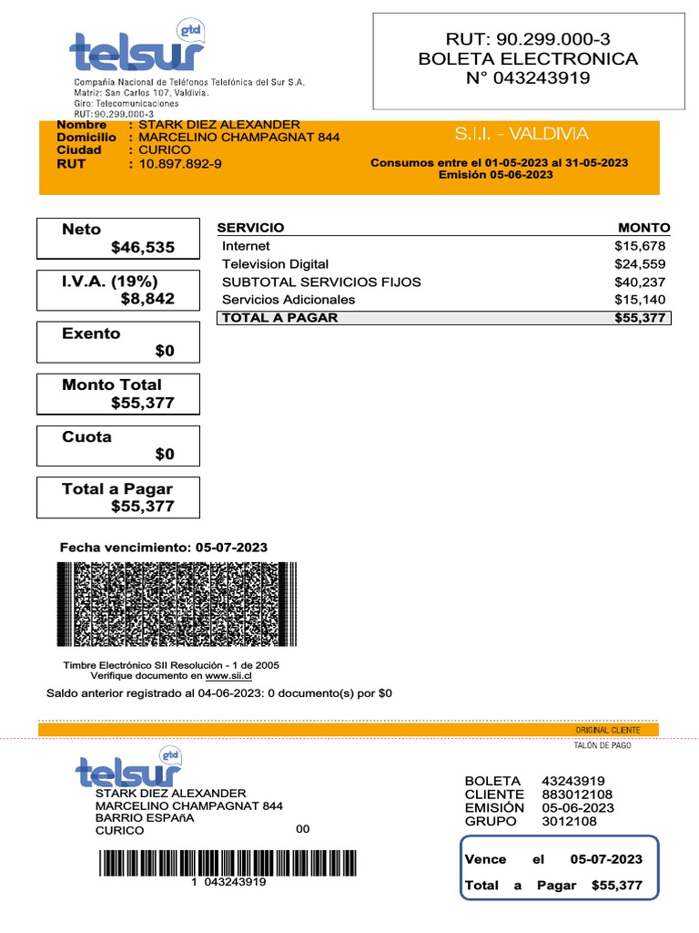 Telsur Invoice Summary for June 2023 | PDF