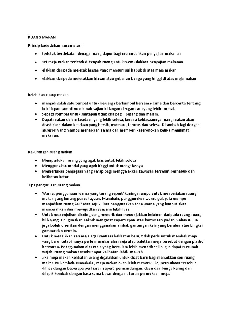 Pengurusan Ruang Makan | PDF