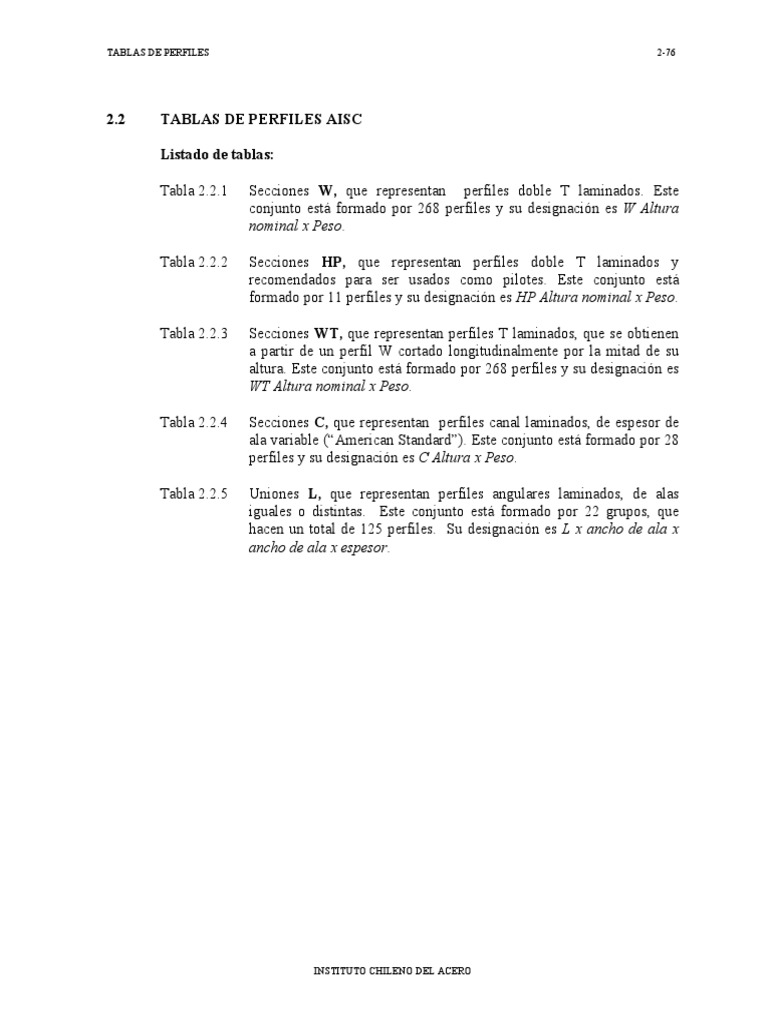 Tabla Perfiles - Icha AISC | PDF | Construyendo tecnología