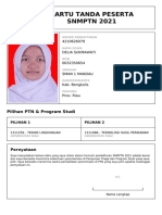 Kartu Tanda Peserta SNMPTN 2021: 4210626079 Delia Sukmawati 0032350654 Sman 1 Mandau Kab. Bengkalis Prov. Riau