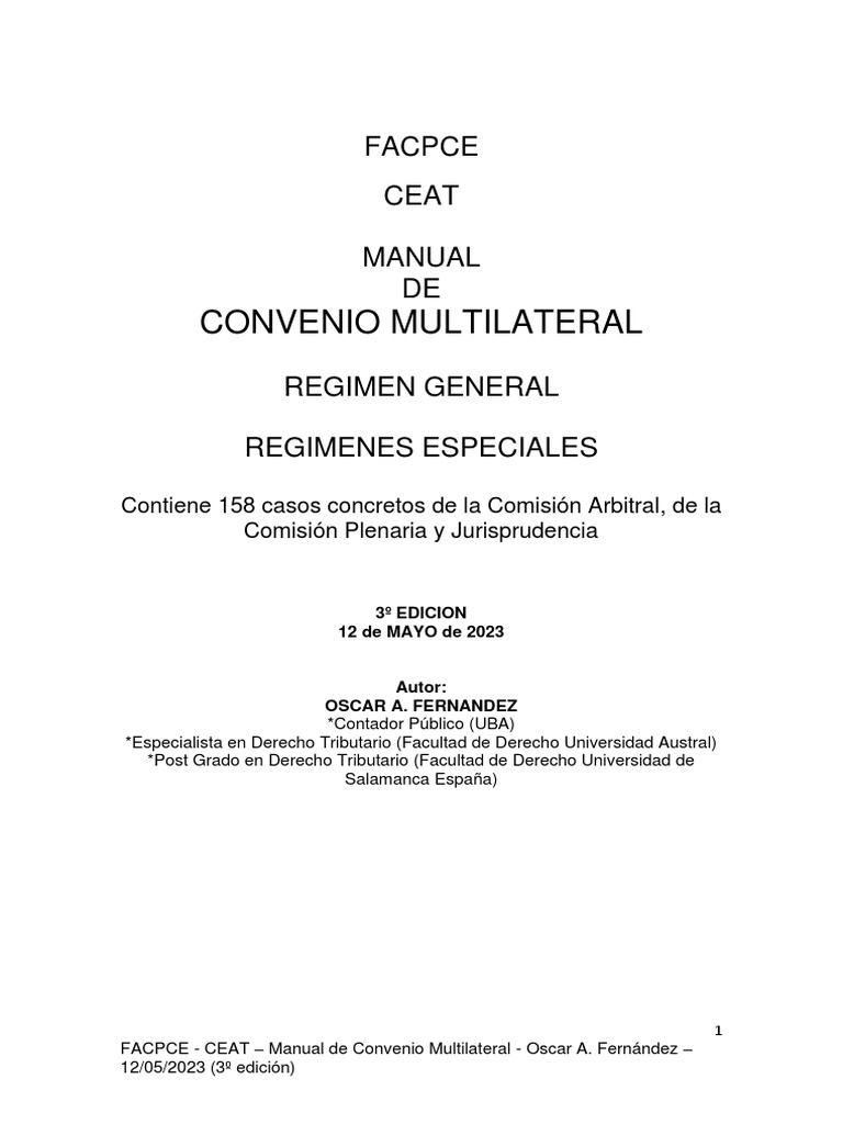 Manual convenio multilateral facpce ceat 08 05 2023 pdf tratado