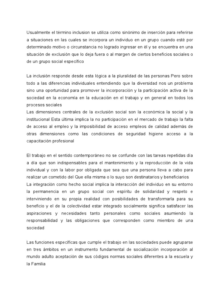 Ensayo Sobre La Inclusión | PDF