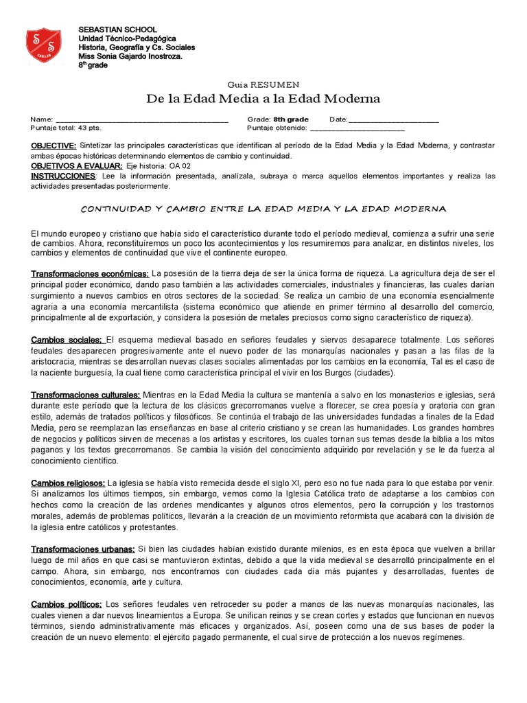 Transición de la Edad Media a la Moderna | PDF | Edades medias | Feudalismo