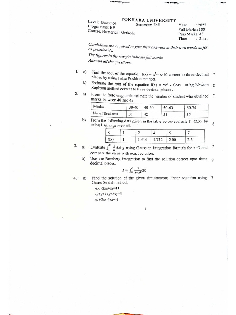 Numerical Method Question Bank (1) PDF