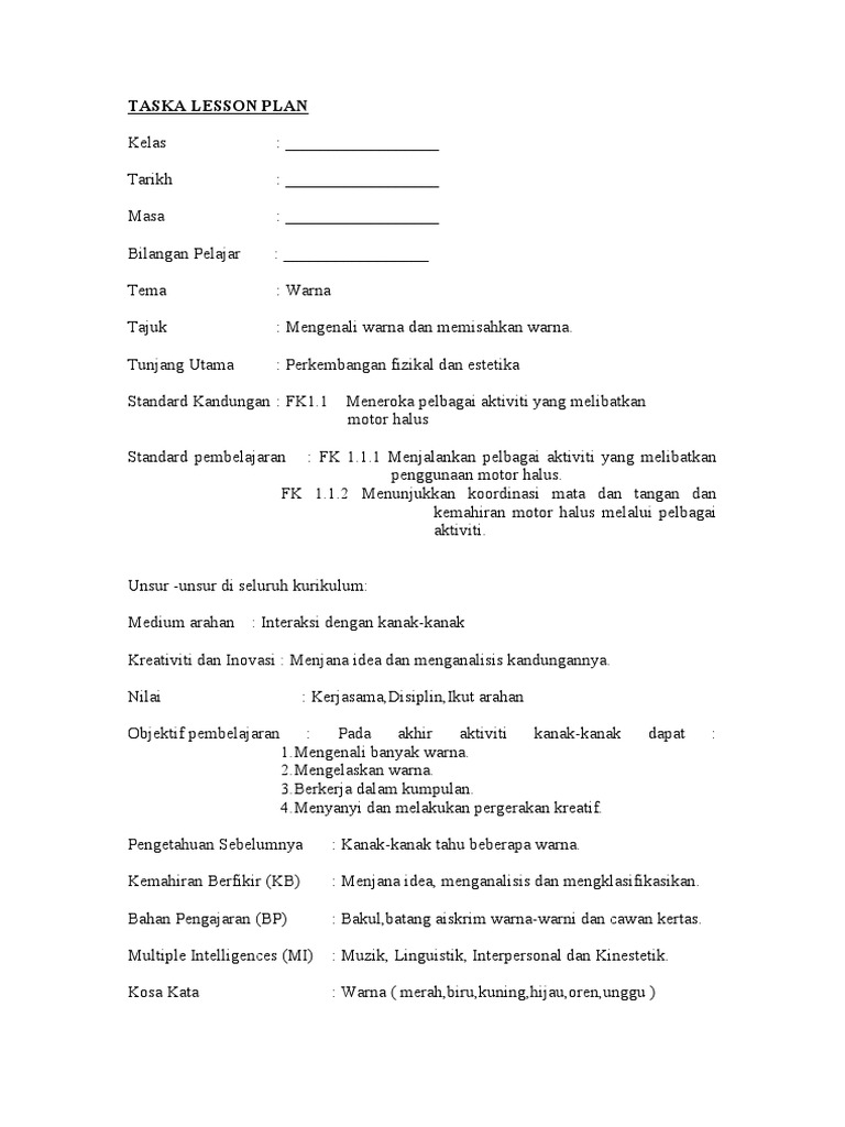 Taska lesson plan melayu pdf