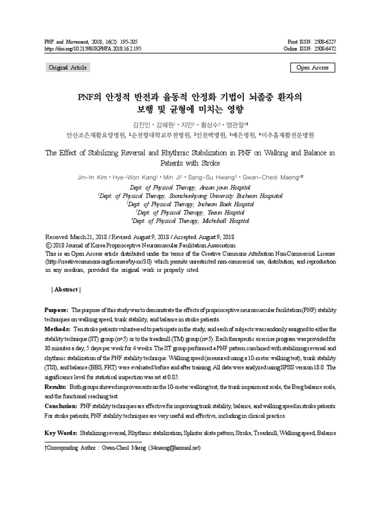 PNF 11 the Effect of Stabilizing Reversal and Rhythmic Stabilization in