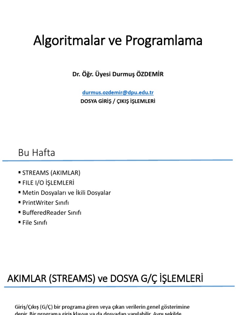 Hafta 9 Algoritmalar Ve Programlama | PDF