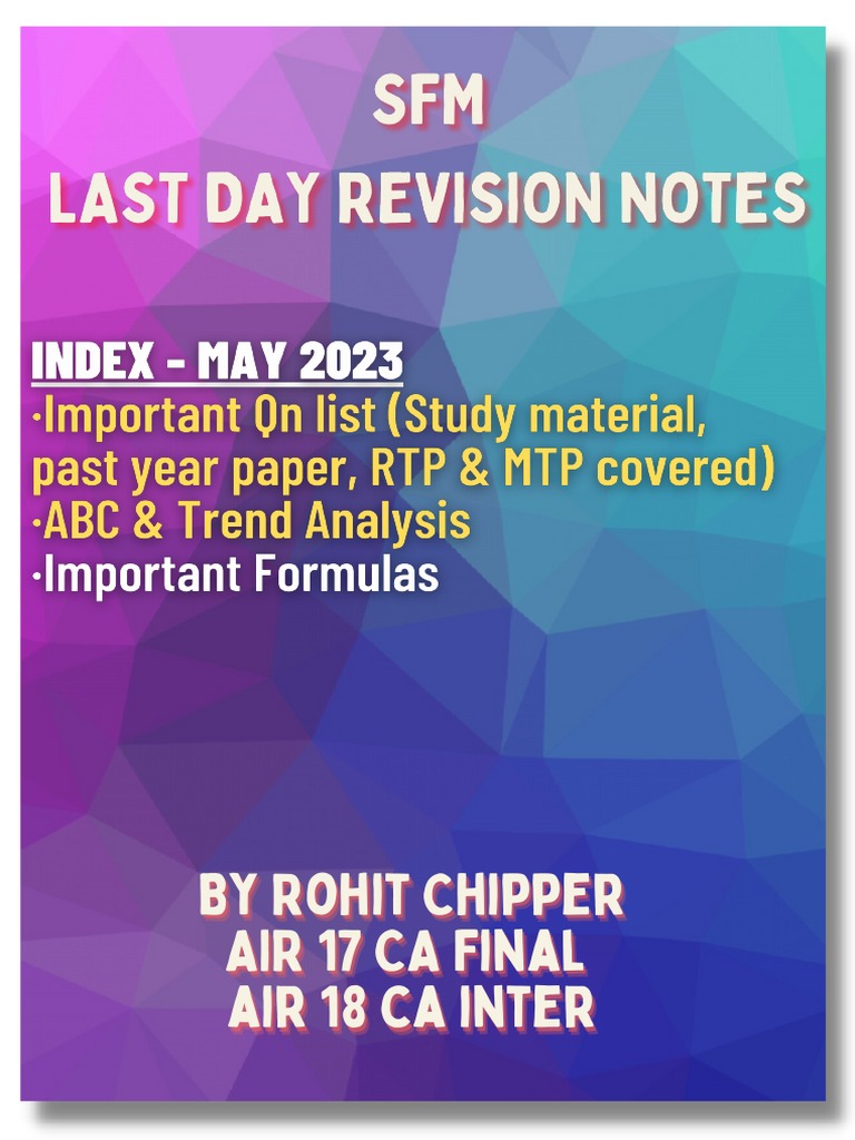 SFM Last Day Revision Notes May 2023 | PDF | Futures Contract | Bonds ...