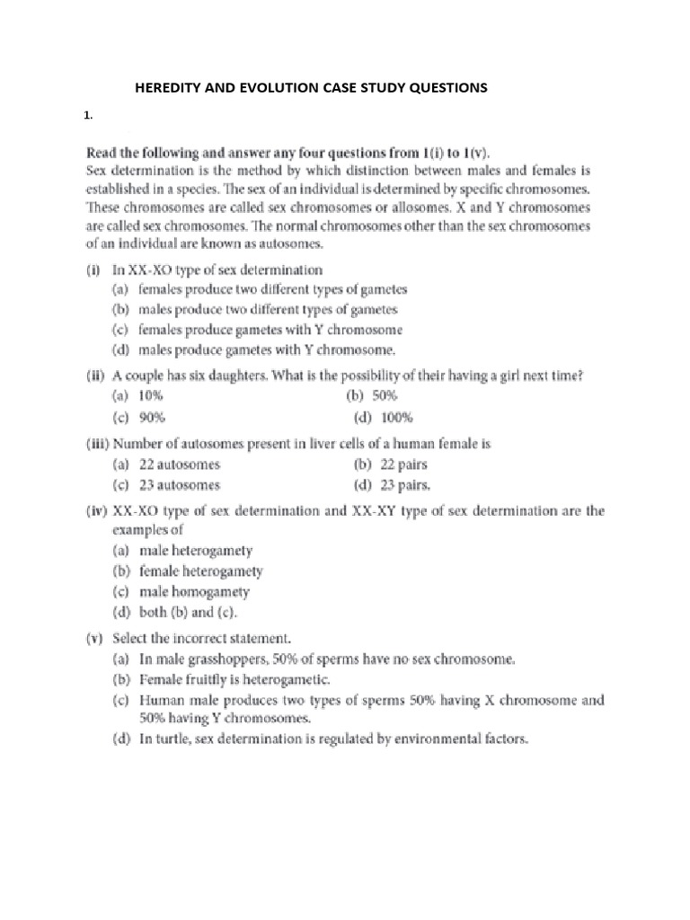 Heredity and Evolution Case Study Questions PDF