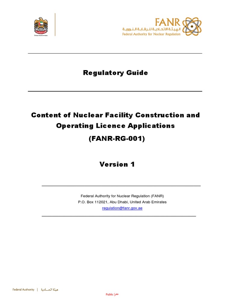 FANR Regulatory Guide for Nuclear Licences | PDF | Nuclear ...