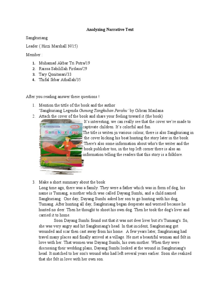 Sangkuriang Narrative Analysis | PDF