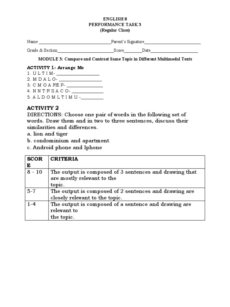 English 8 Remedial Activity Sheets Feb 1 2023 Pdf Cognitive Science