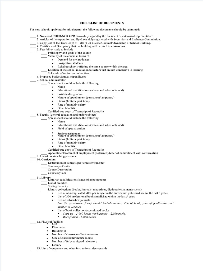 CHED Program Application Checklist | PDF | Libraries