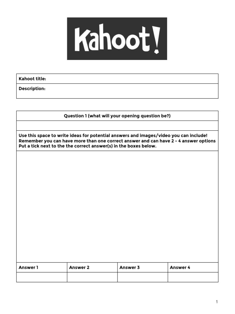 Kahoot Paper Template-1 | PDF