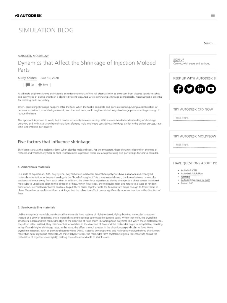 sHRINKAGE OF iNJ. pARTS | PDF