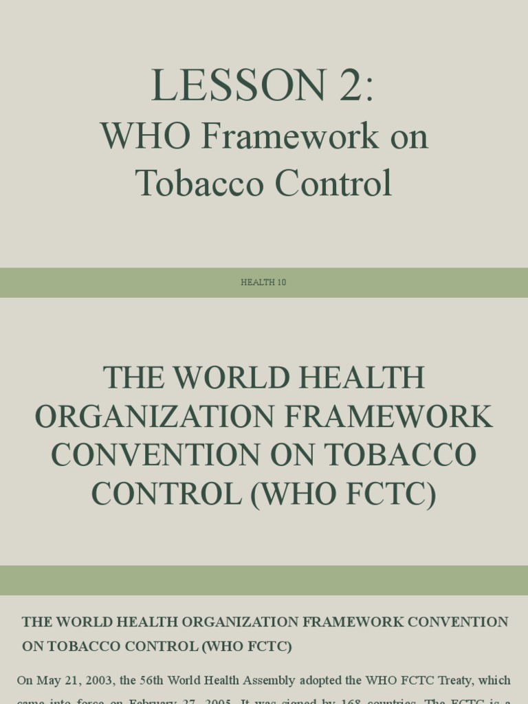 WHO Framework on Tobacco Control Overview | PDF