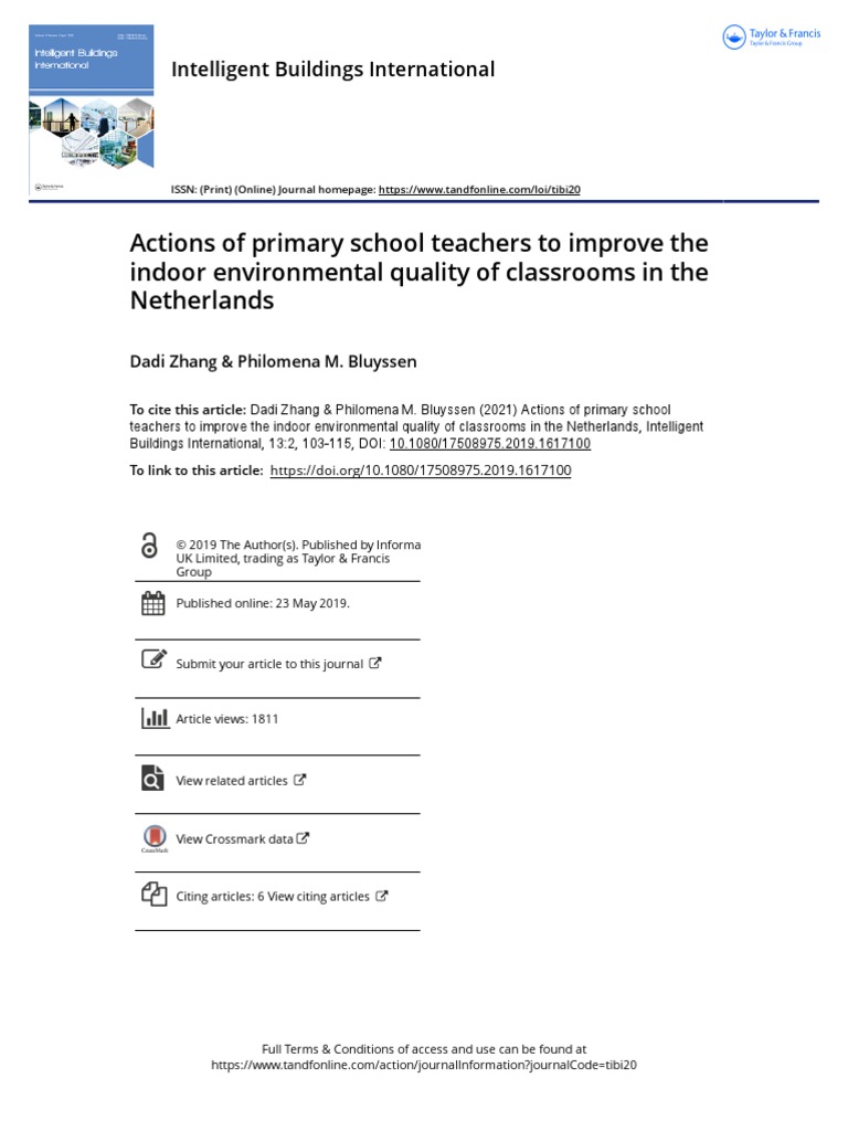 Actions of Primary School Teachers To Improve The Indoor Environmental