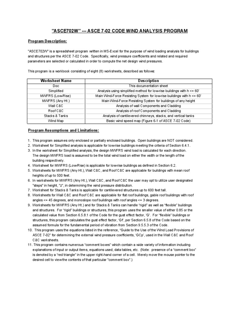ASCE 7-02 Wind Load Analysis Tool | PDF | Teaching Methods & Materials