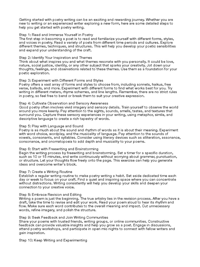 Getting Started With Poetry Writing | PDF | Poetry | Writing