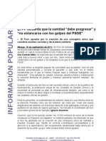 El PP Recuerda Que La Sanidad "Debe Progresar" y "No Estancarse Con Los Golpes Del PSOE"