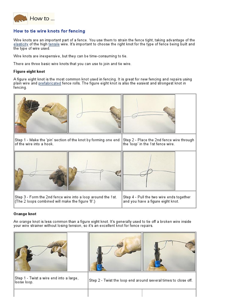 CLM, How To, How To Tie Wire Knots For Fencing PDF Knot Wire