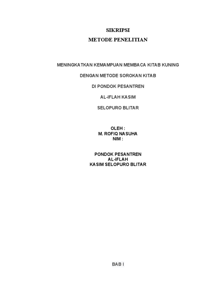 Metode Penelitian Rofiq | PDF