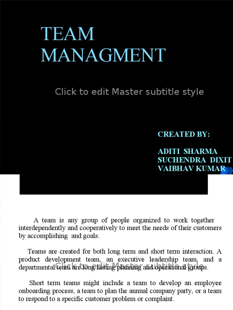 Understanding Team Management Dynamics | PDF