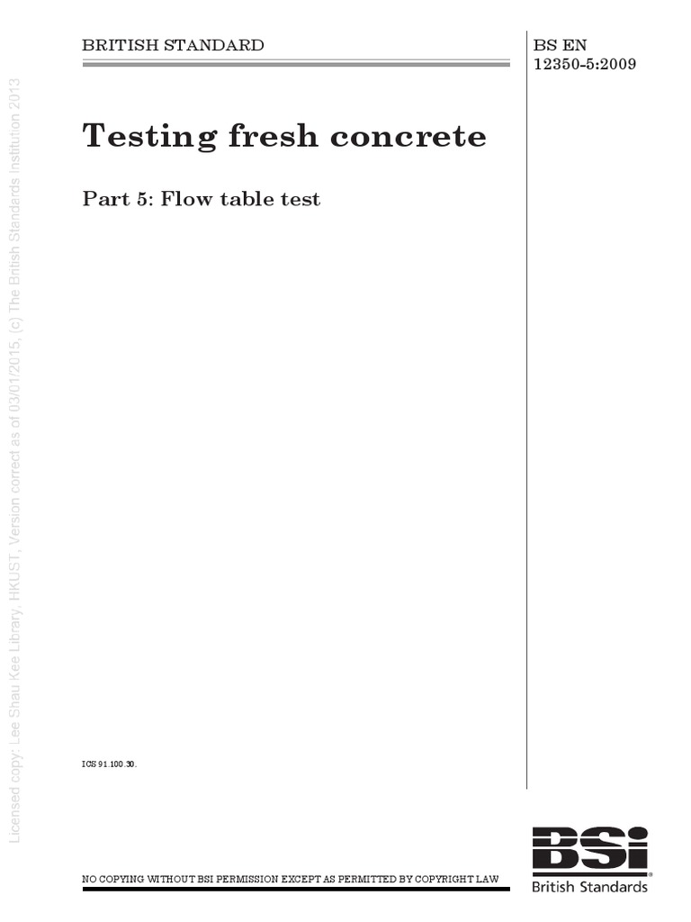 (BS en 12350-5 - 2009) - Testing Fresh Concrete. Flow Table Test | PDF ...