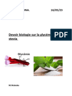 Devoir Biologie Sur La Glycémie Et La Stevia: Touré Sokhna. 16/05/23 4Scb
