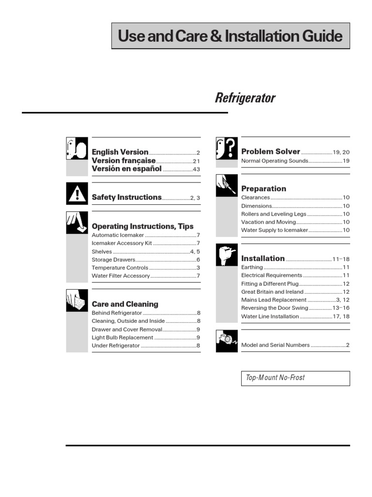 GE Refrigerator Use and Care Guide | PDF | Ac Power Plugs And Sockets ...