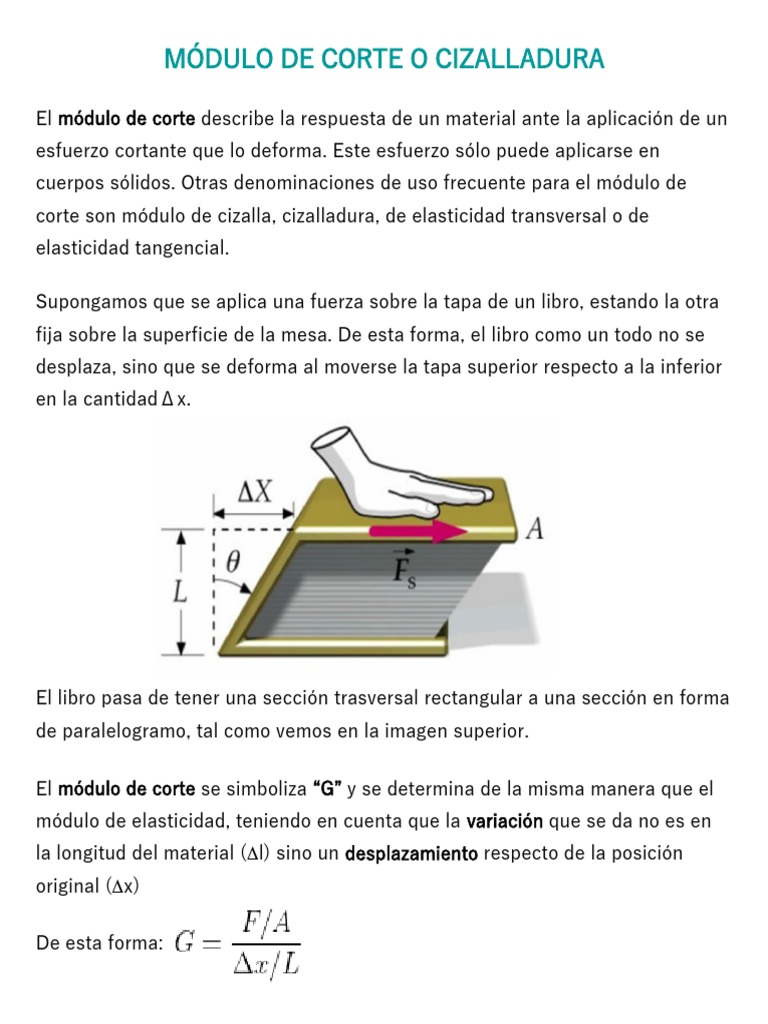 Módulo de Corte: Definición y Fórmulas | PDF