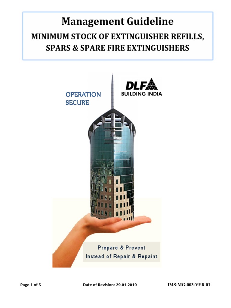 IMSMG003VER 01 Minimum Stock of Fire Extinguisher Refills, Spares