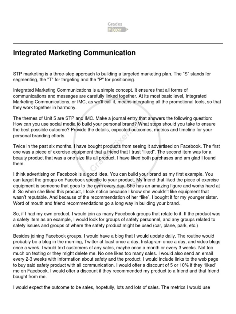 Integrated Marketing Communication PDF Marketing Communications Brand
