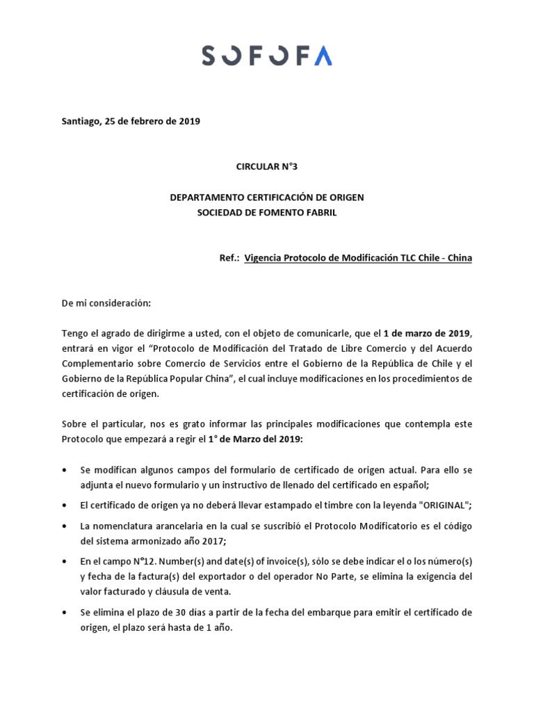 CircularN°3InformavigenciaProtocoloTLCChileChina PDF