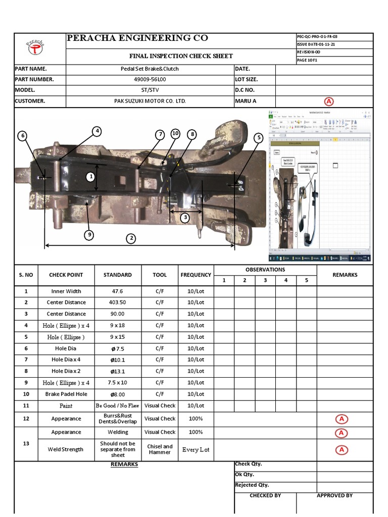 FINAL INSPECTION CHECK SHEET Maru A 01-02-2021 | PDF | Vehicle ...