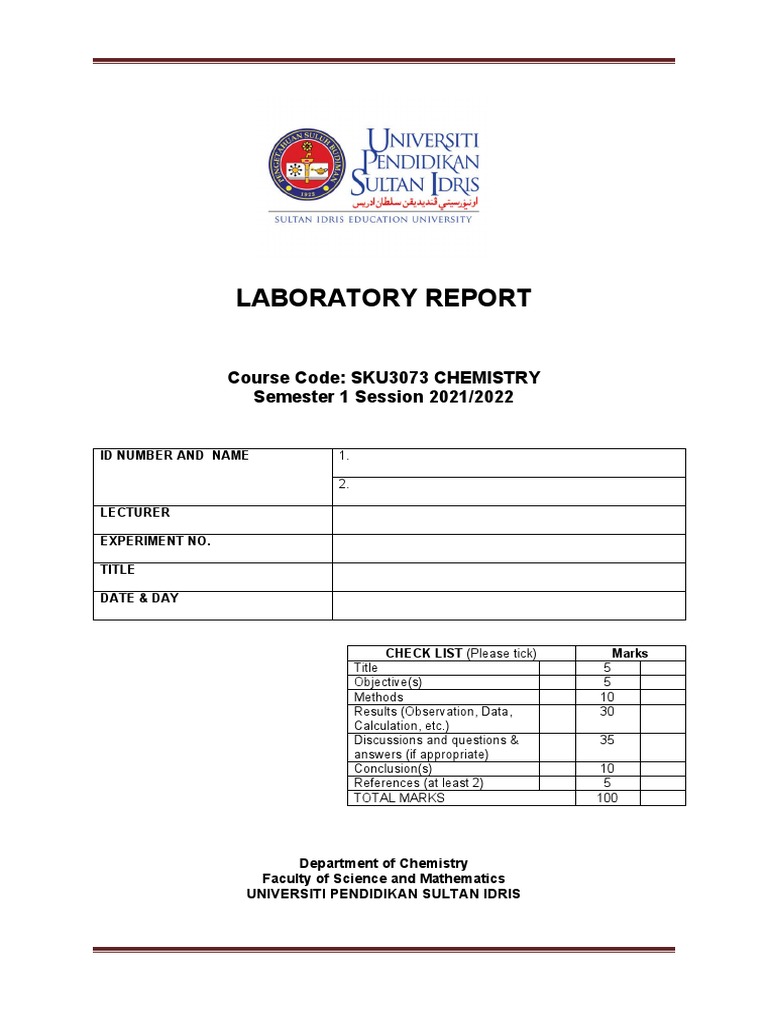 Lab Report Cover Page | PDF
