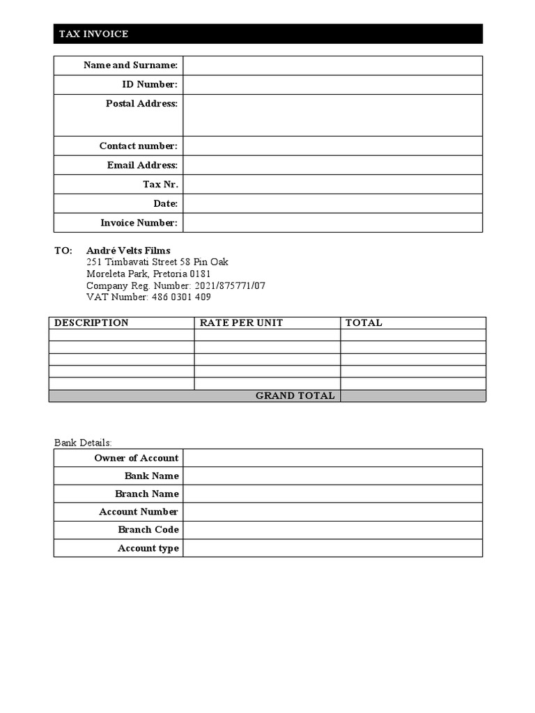 AVF Individual Invoice Template | PDF