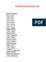 Palabras Reservadas para Vba