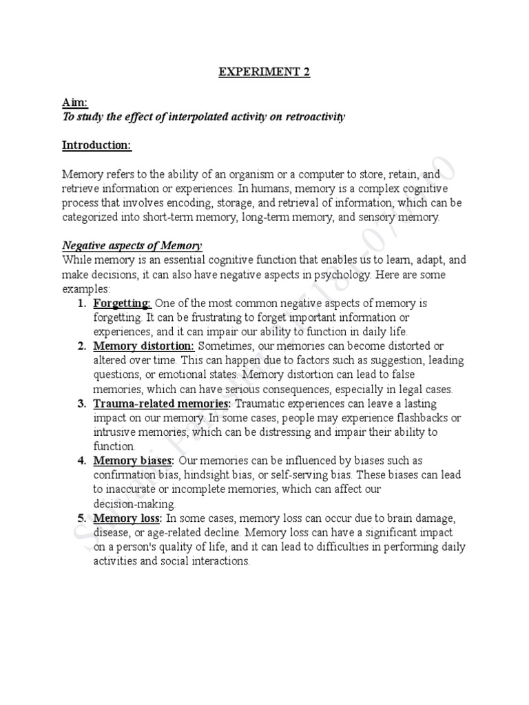 Experiment 2 retroactive inhibition pdf