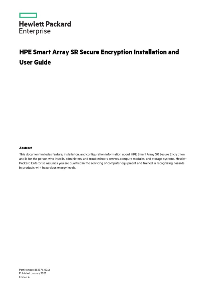 HPE - A00018950en - Us - HPE Smart Array SR Secure Encryption ...